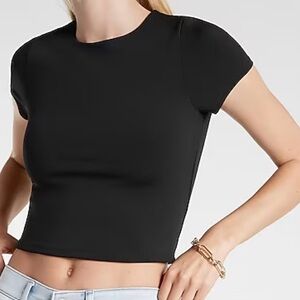 Express Body Contour Black High Compression Cropped Tee Size XL